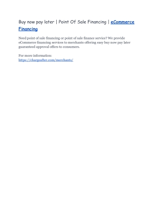 Buy now pay later | eCommerce Financing