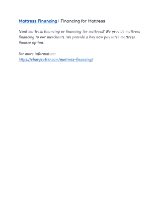 Mattress Financing | Financing for Mattress