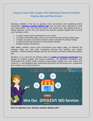 Improve Your Sales Graph with Optimized Amazon Product Display Ads and Storefronts