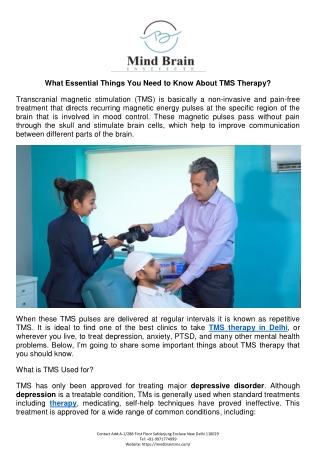 TMS therapy in Delhi