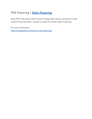POS Financing | Sales Financing