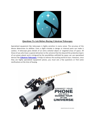 Questions To Ask Before Buying Celestron Telescopes