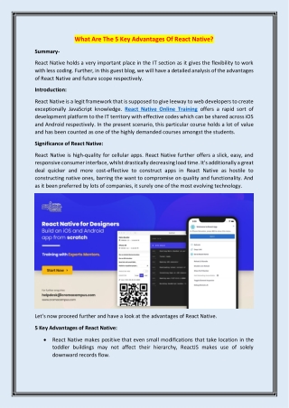 What Are The 5 Key Advantages Of React Native?