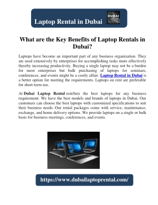 What are the Key Benefits of Laptop Rentals in Dubai?