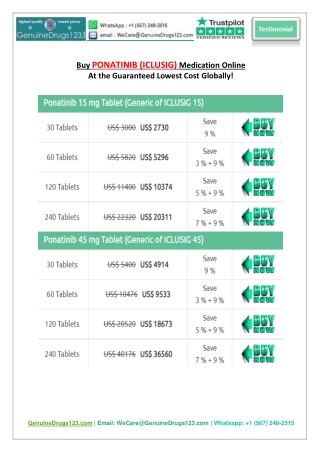 Buy PONATINIB Tablet Online