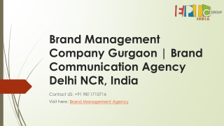 Brand Management Company Gurgaon, Brand Communication Agency Delhi NCR
