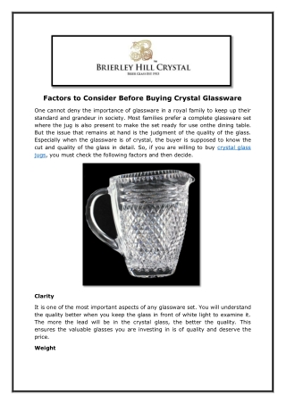 Factors to Consider Before Buying Crystal Glassware