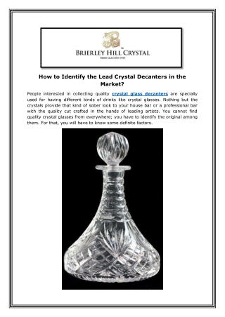 How to Identify the Lead Crystal Decanters in the Market