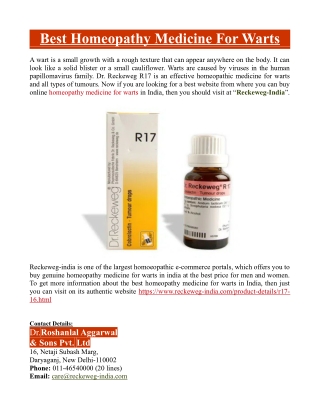Best Homeopathy Medicine For Warts