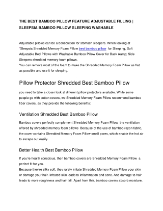 THE BEST BAMBOO PILLOW FEATURE ADJUSTABLE FILLING SLEEPSIA BAMBOO PILLOW SLEEPING WASHABLE