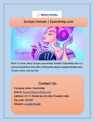 Scorpio Female  Eastrohelp.com