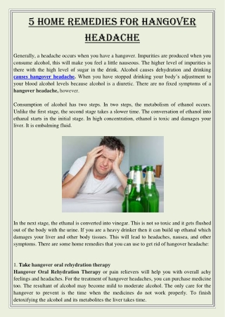 5 Home Remedies for Hangover Headache