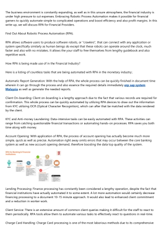 RPA for Financial services