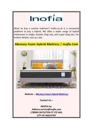 Memory Foam Hybrid Mattress  Inofia.Com