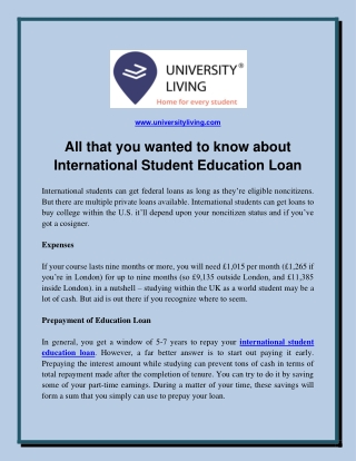 All that you wanted to know about International Student Education Loan