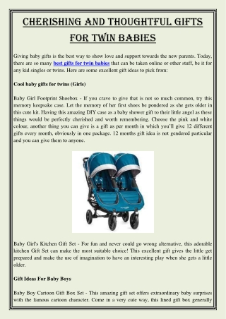 Cherishing and thoughtful gifts for twin babies