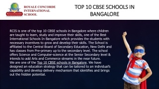 TOP 10 CBSE Schools in Bangalore