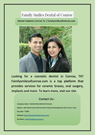 Dental Implants Conroe Tx | Familysmilesofconroe.com