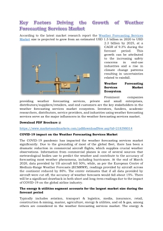 Key Factors Driving the Growth of Weather Forecasting Services Market