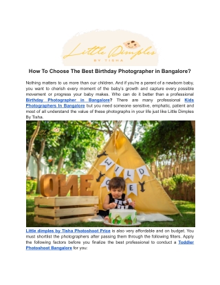 How To Choose The Best Birthday photographer in Bangalore