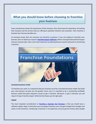 What you should know before choosing to franchise your business