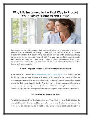 Makes Life Insurance the Best Protection for Your Family's Business and Future