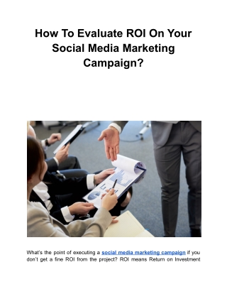How To Evaluate ROI On Your Social Media Marketing Campaign?
