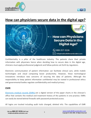 How can physicians secure data in the digital age?