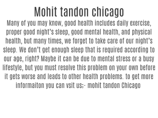 mohit tandon chicago