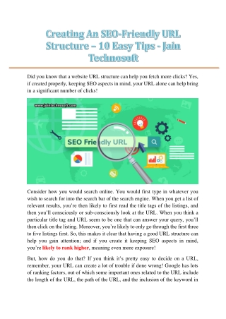 Creating An SEO-Friendly URL Structure – 10 Easy Tips - Jain Technosoft