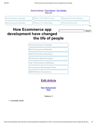 How Ecommerce app development have changed the life of people