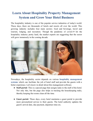 Learn About Hospitality Property Management System and Grow Your Hotel Business