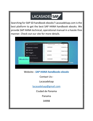 SAP HANA handbooks ebooks | Lacasadelsap.com