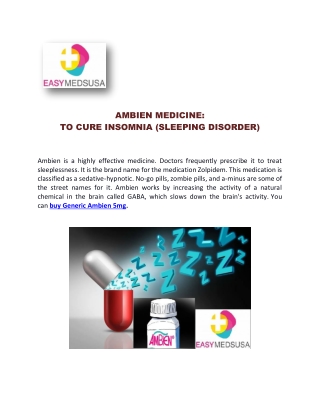 Ambien – to Cure Insomnia (Sleeping Disorder)