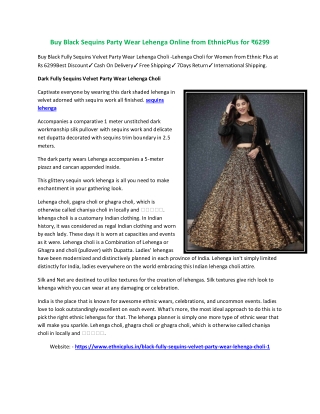 Buy Black Sequins Party Wear Lehenga Online from EthnicPlus for ₹6299