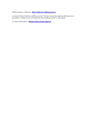 Staffing Agency California - California Staffing Services Solutions