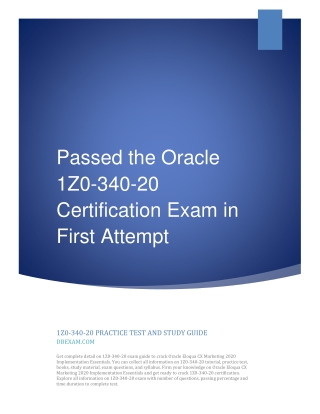 [PDF] Passed the Oracle 1Z0-340-20 Certification Exam in First Attempt