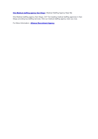 Medical Staffing Agency San Diego CA | Medical Staffing Agency Near Me