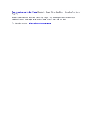 Executive Recruiters San Diego | Executive Search Firms San DiegoNeed expert exe