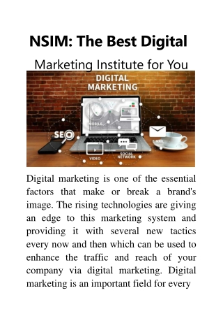 NSIM: The Best Digital Marketing Institute for You