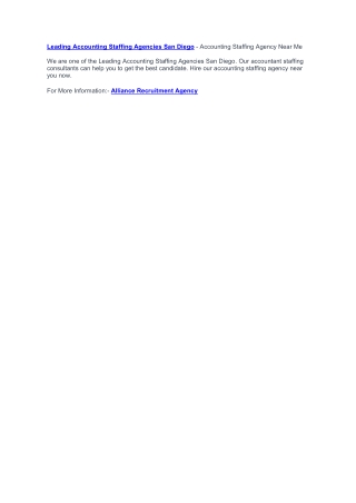 Accounting Staffing Agencies San Diego - Accounting Staffing Agency Near Me