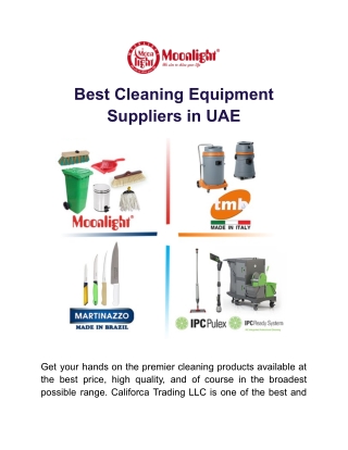 Best Cleaning Equipment Suppliers in UAE