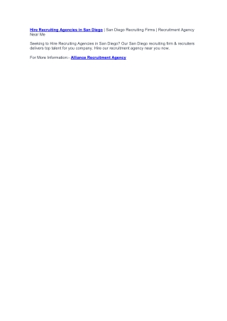 Recruitment Agency San Diego | San Diego Recruiting Firms | Recruitment Agency N