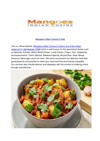 5% Off - Mangoes Indian Cuisine & Cafe Springwood, NSW