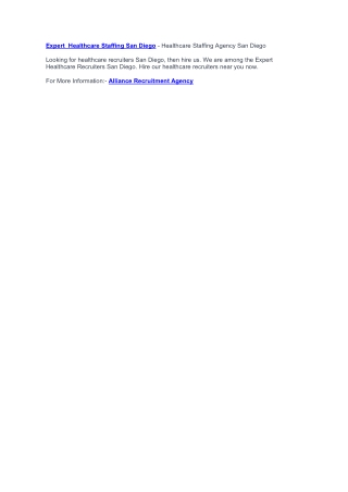 Healthcare Recruiters San Diego - Healthcare Staffing Agency San Diego