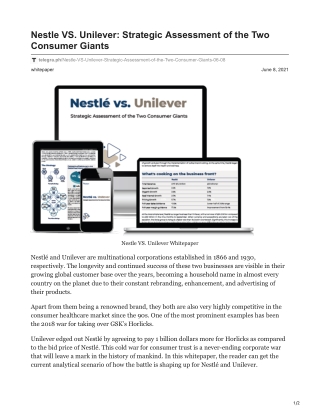 Nestle VS. Unilever: Strategic Assessment of the Two Consumer Giants