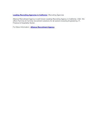 Top Recruitment Agency in California, USA | Recruiting Agencies