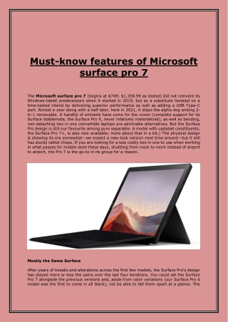 Must-know features of Microsoft surface pro 7