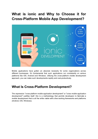 What is ionic and Why to Choose it for Cross-Platform Mobile App Development