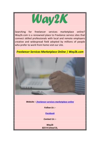 Freelancer Services Marketplace Online  Way2k.com